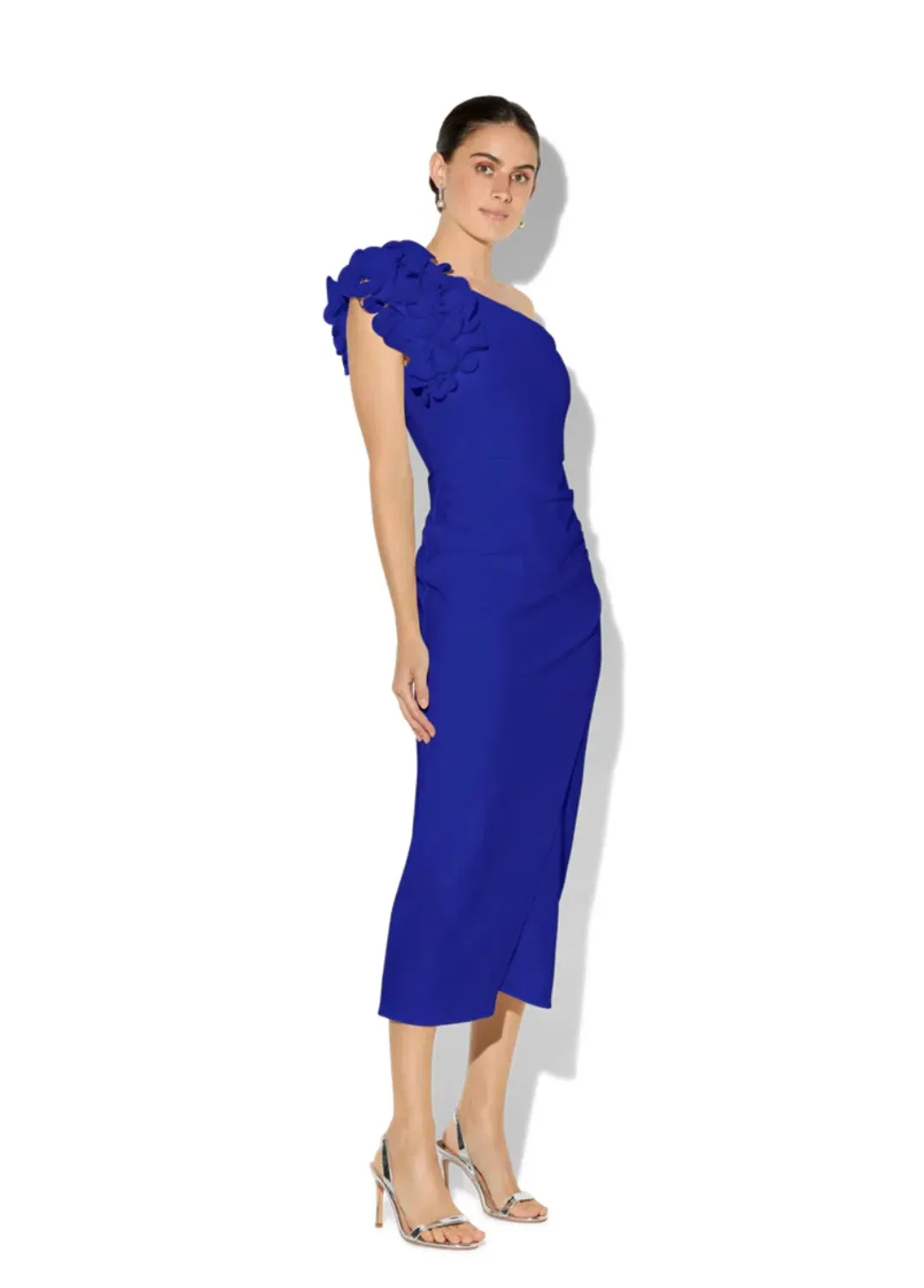 Montique Melody Sapphire One Shoulder Dress Sapphire Blue Size AU 8 for rent on The Volte - main image