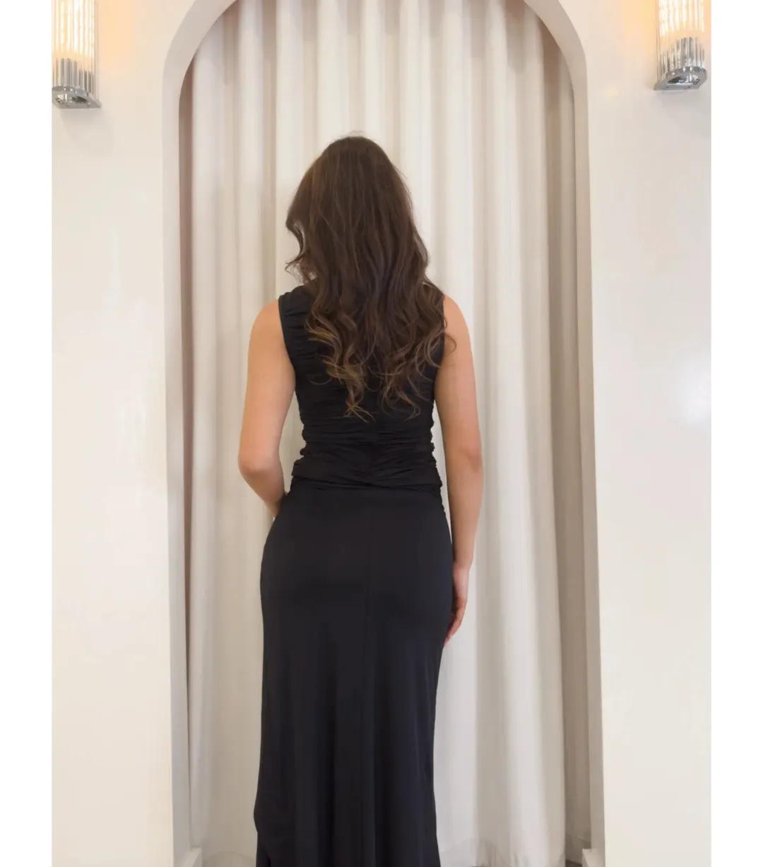 Bianca & Bridgett Jodie Ruched Top and Skirt Set Black Size S / AU 8 for rent on The Volte - main image