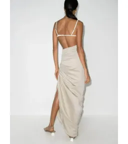 Jacquemus La Robe Saudade Asymmetrical Dress Beige Size AU 8 for rent on The Volte - image 4