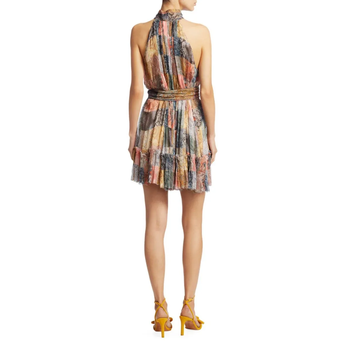 Zimmermann Ninety Six Smock Short Dress Patchwork Paisley Print Size 0 / AU 8 - Image 2