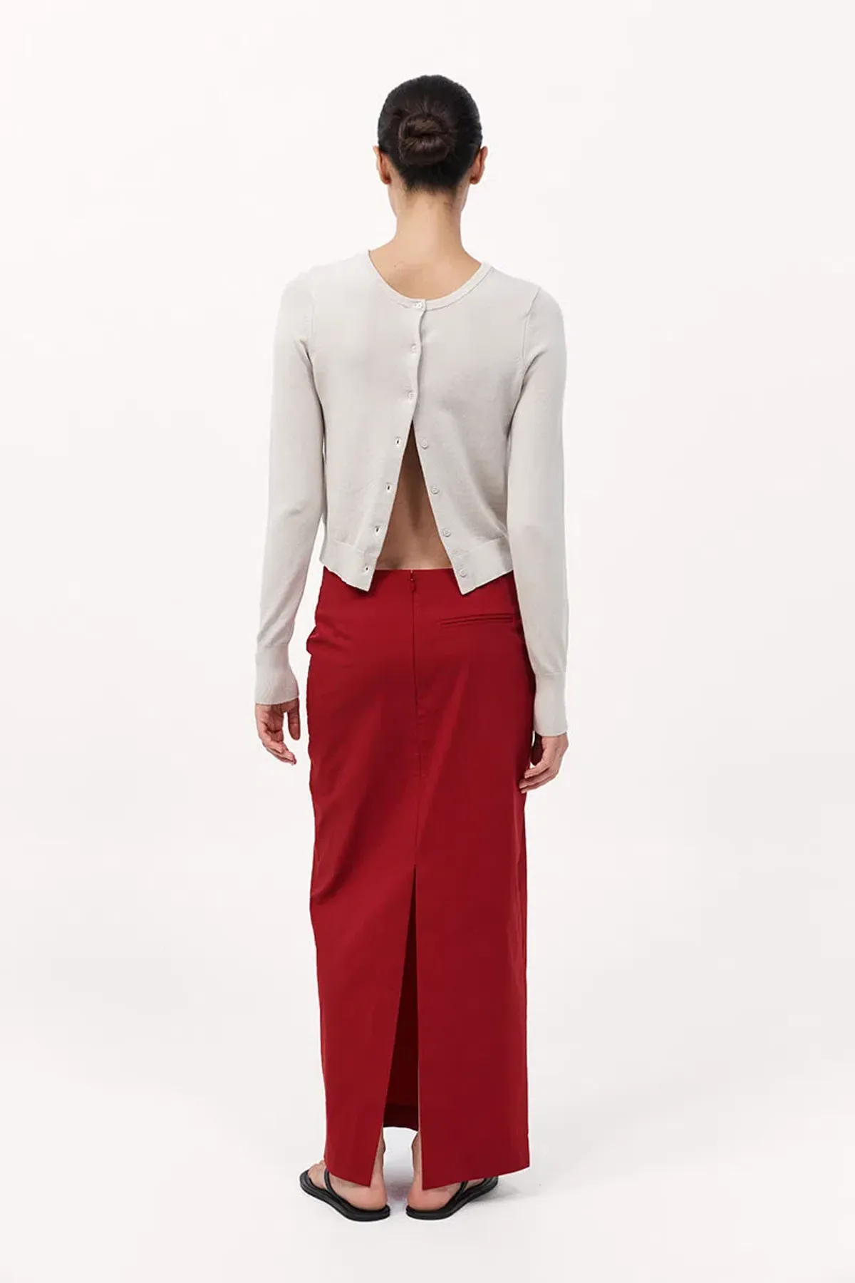 St Agni Strapless Tie Back Top and Minimal Column Skirt Set Rosso Red Size 8 - Image 4