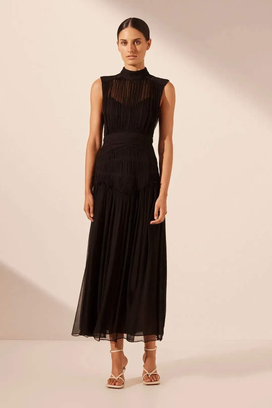 Shona Joy Clemence High Neck Midi Dress Black Size S/AU 8 for rent on The Volte - main image
