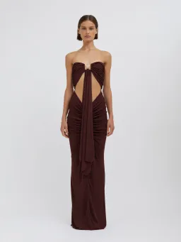 Christopher Esber Bezel Quartz Disconnect Dress Mahogany Size S/Au 8 for rent on The Volte - image 1