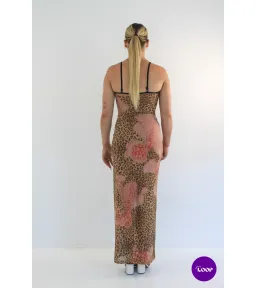 With Harper Lu Mesh Slip Maxi Dress Brown Leopard Size S/AU 8 for rent on The Volte - image 4
