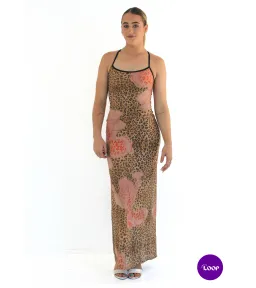 With Harper Lu Mesh Slip Maxi Dress Brown Leopard Size S/AU 8 for rent on The Volte - image 2