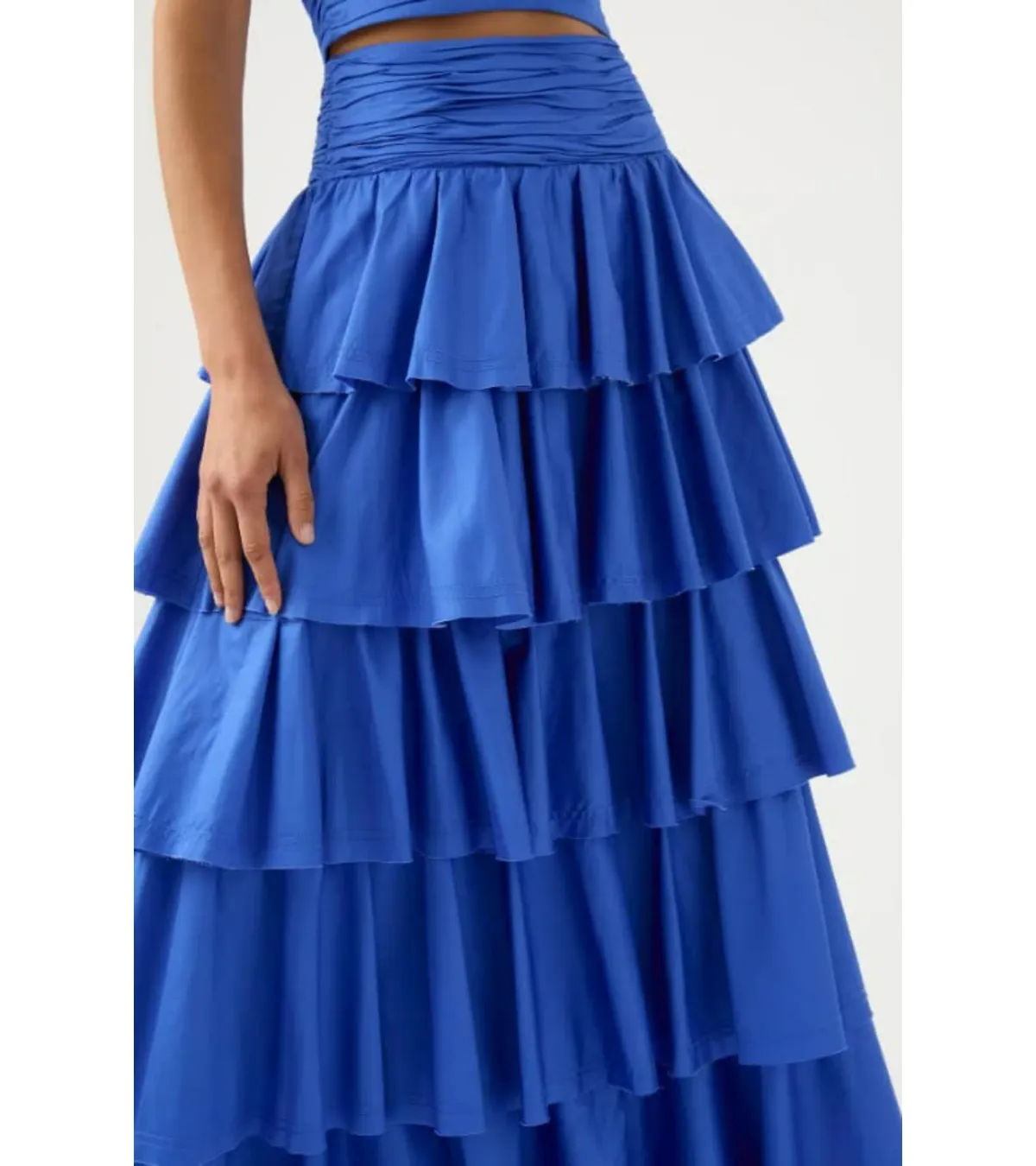 Aje Imagination Frill Sleeve Top Size AU 14 and Eleni Tiered Maxi Skirt Blue Size AU 12 - Image 4