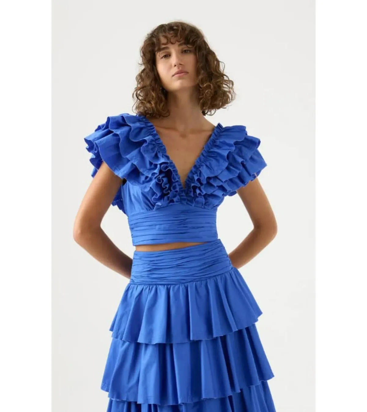 Aje Imagination Frill Sleeve Top Size AU 14 and Eleni Tiered Maxi Skirt Blue Size AU 12 - Image 2