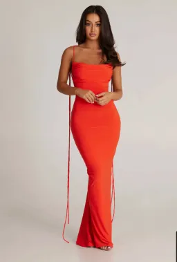 Melani The Label Jiani Long Dress Tangerine Size 8 for rent on The Volte - image 1