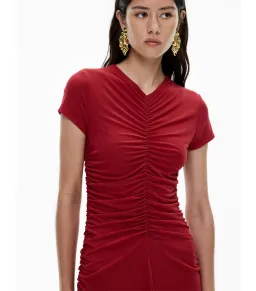 Witchery Gather Mesh Midi Dress Ruby Size AU 12 for rent on The Volte - image 3