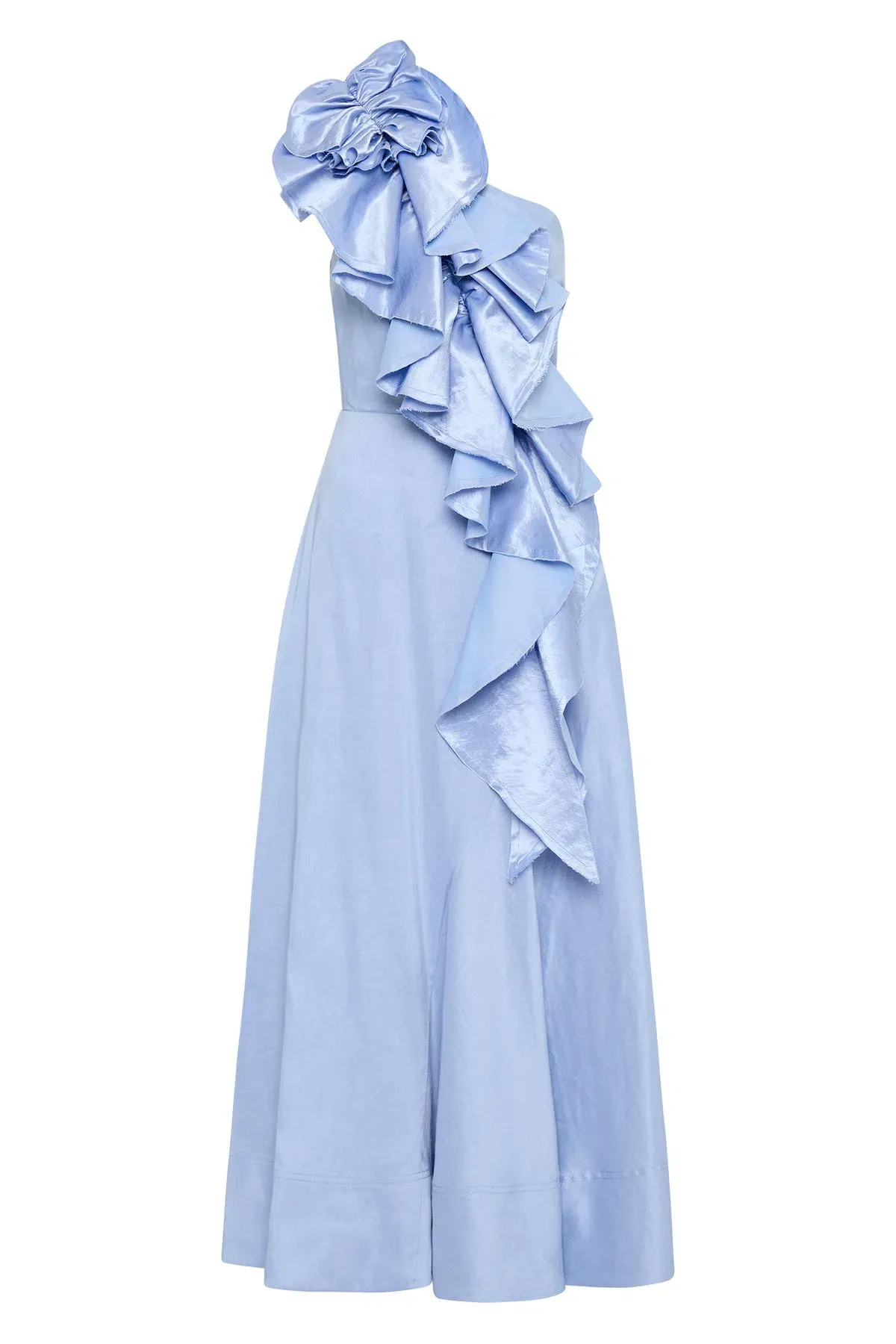 Aje Adelia Ruffle Midi Dress Blue Size AU 8 - Image 4