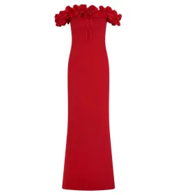 Nova Ruffle Off Shoulder Maxi Dress Ruby Size XS / AU 6 for rent on The Volte - image 4