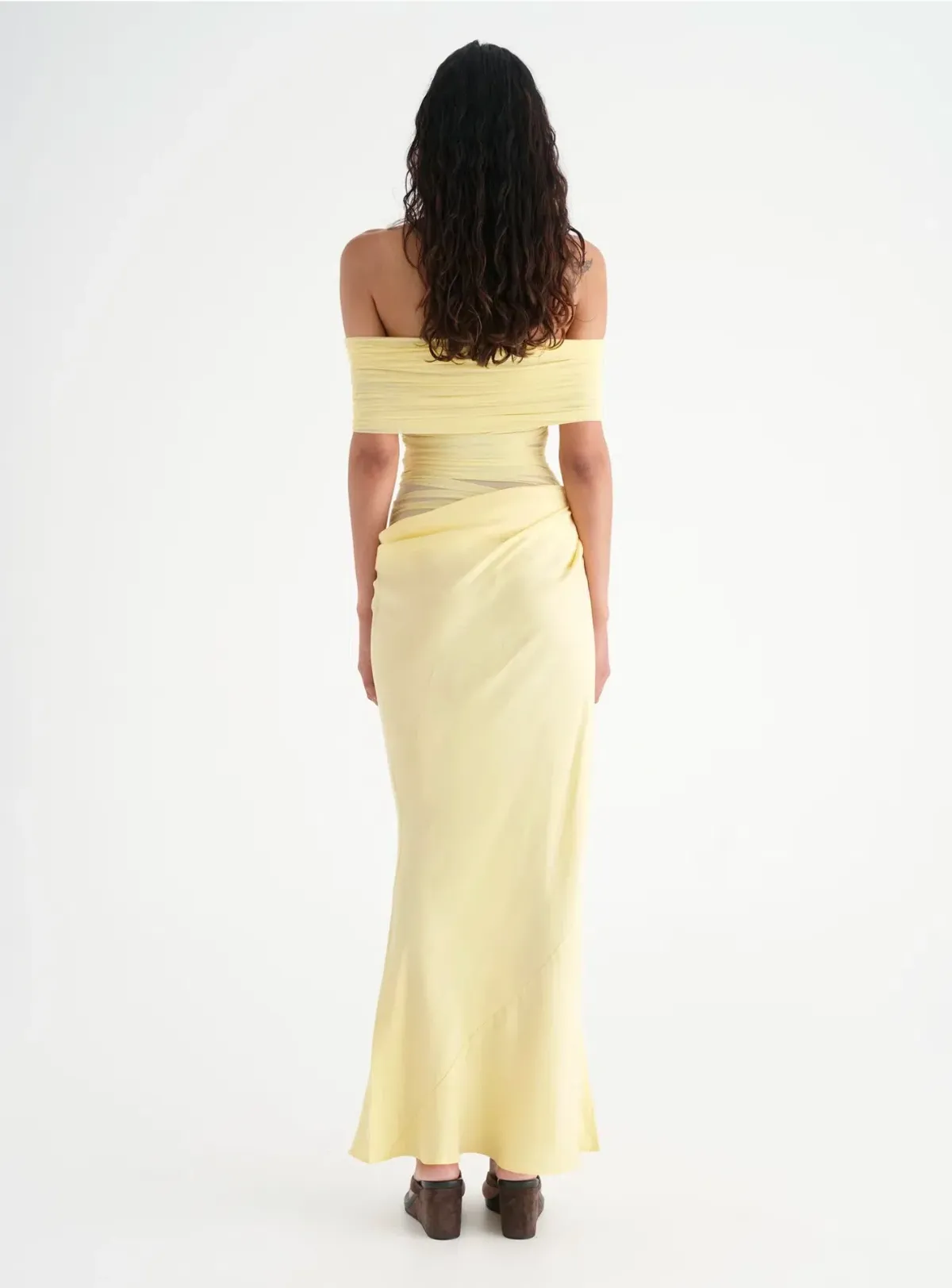 Benni Nico Off Shoulder Maxi Dress in Butter Size AU 8 - Image 3