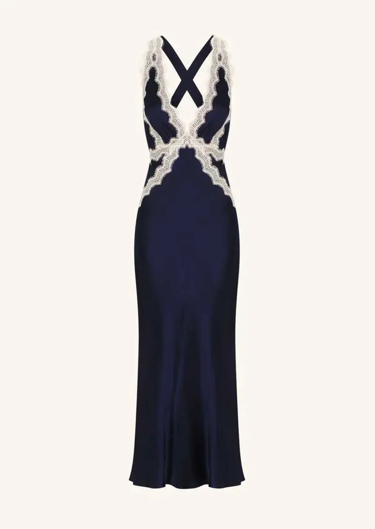 Shona Joy Camille Lace Cross Back Midi Dress Navy Size 8 - Image 6