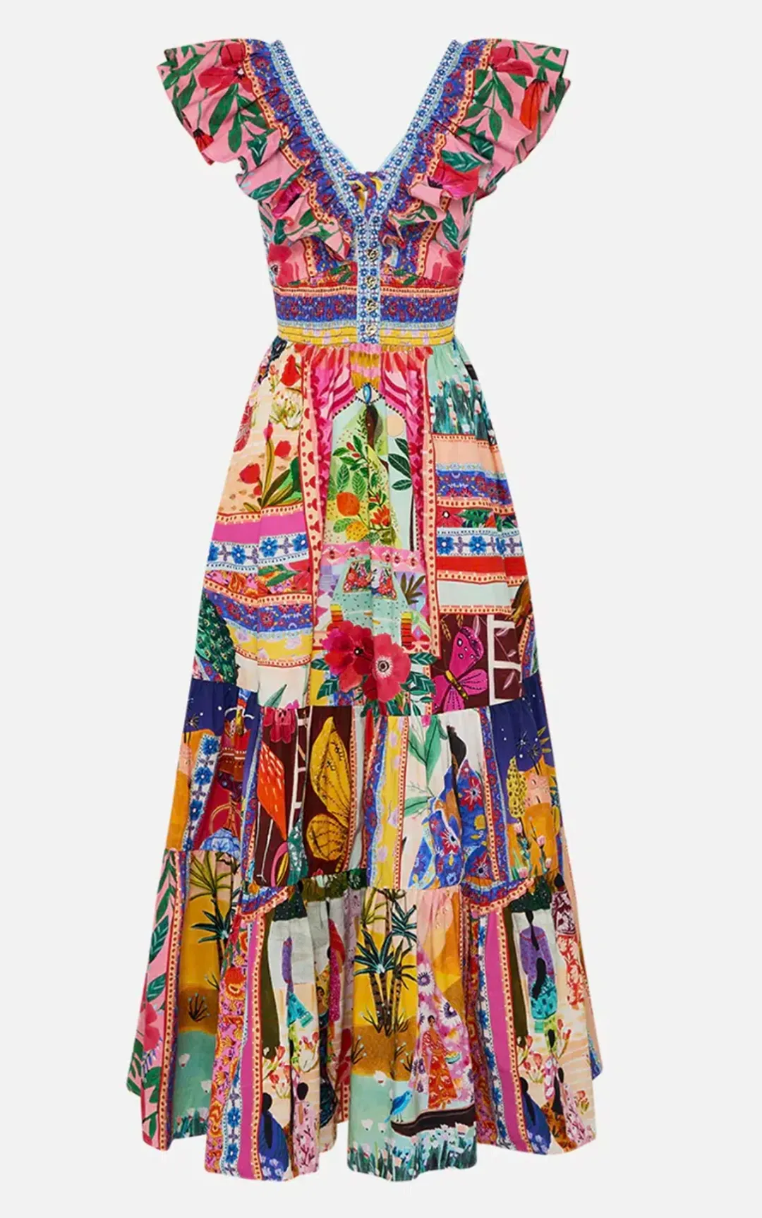 Camilla Tiered Dress with Neck Frill Roeqiyas Realm size L / AU 14 for rent on The Volte - main image