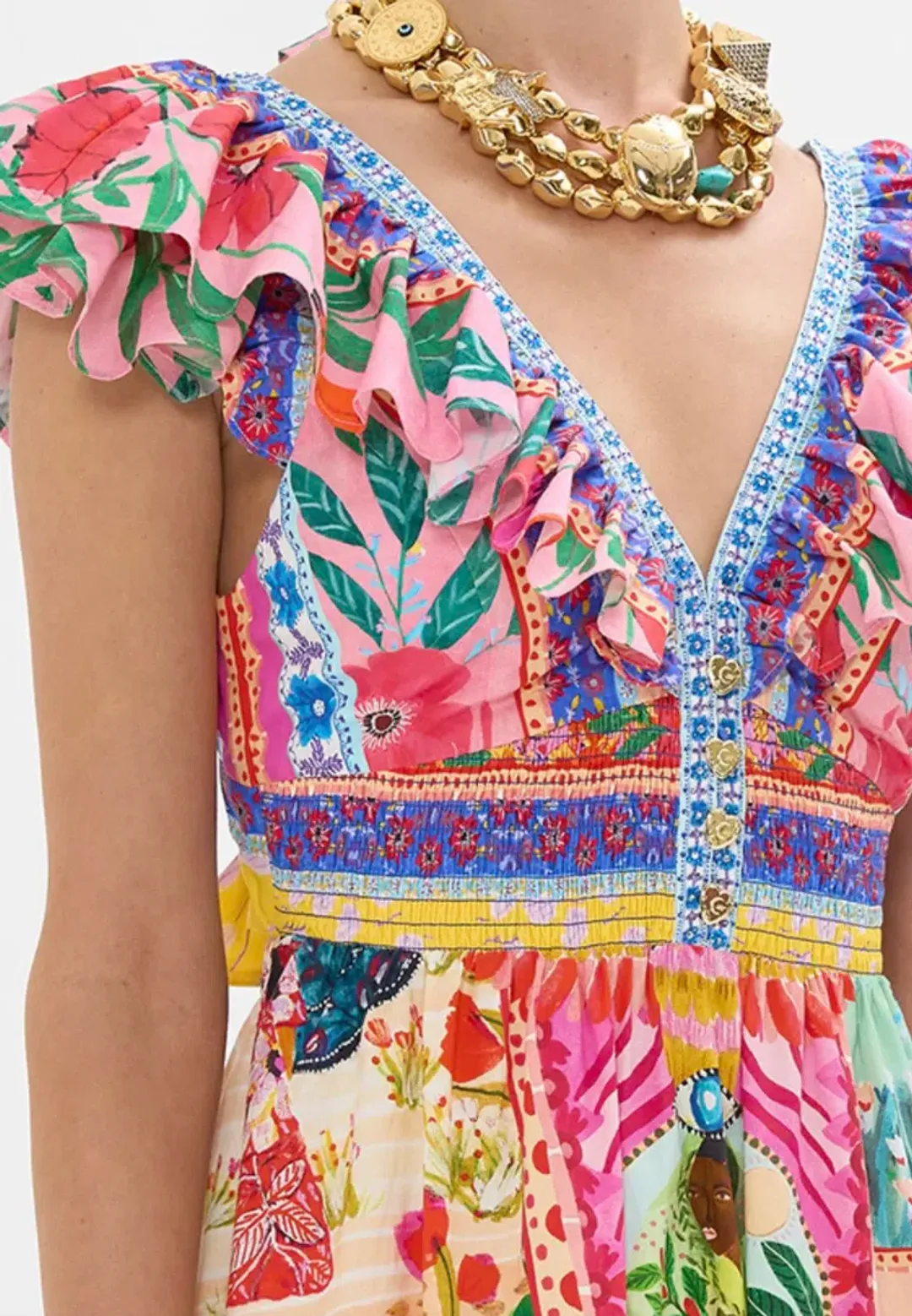 Camilla Tiered Dress with Neck Frill Roeqiyas Realm size L / AU 14 for rent on The Volte - main image