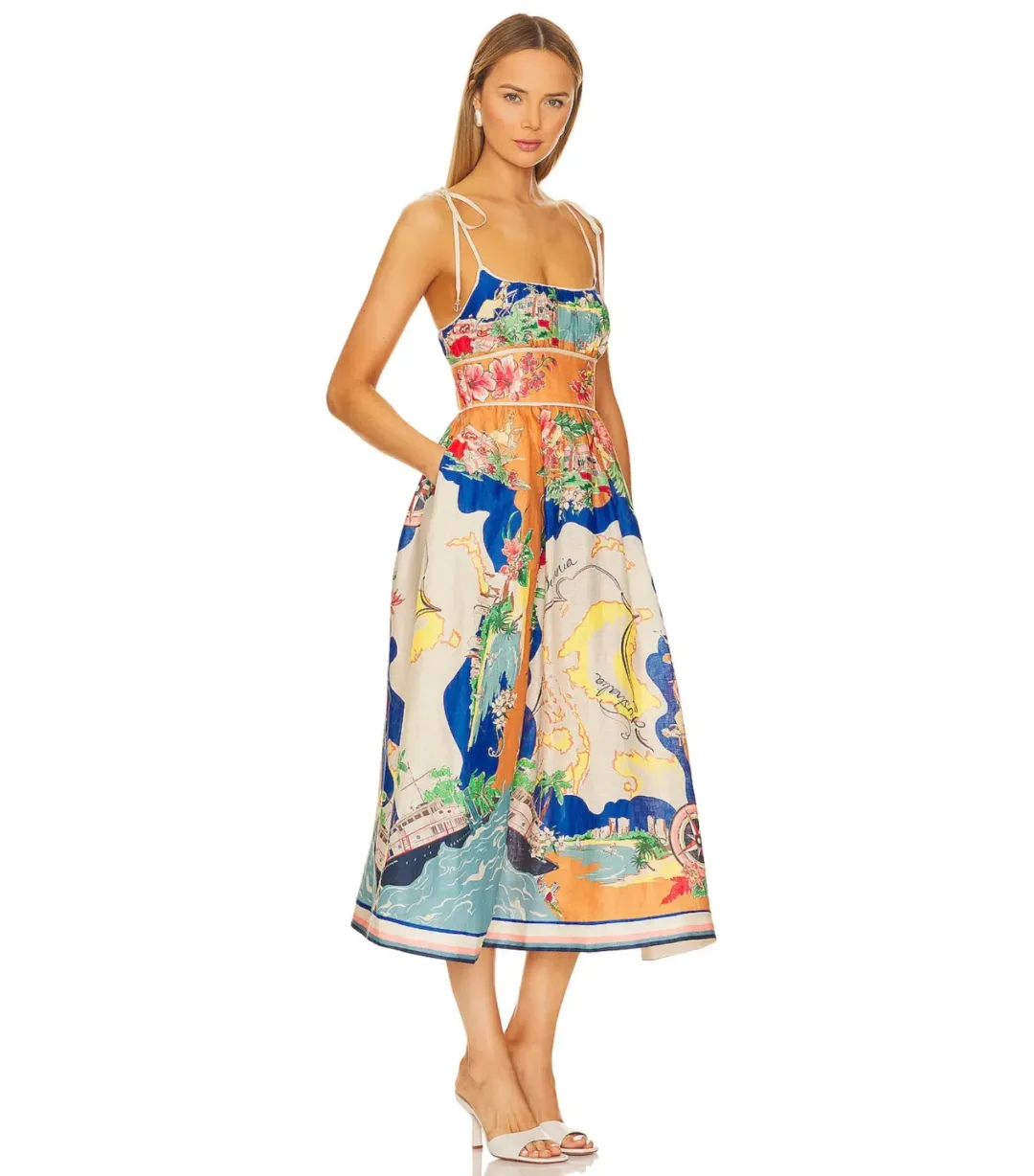 Zimmermann Alight Picnic Dress in Nautical Map Size 4 / AU 16 for rent on The Volte - main image