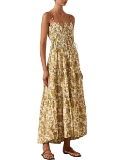 Shona Joy Saffron Shirred Tiered Midi Dress Floral Print Size AU 14 for rent on The Volte - image 1