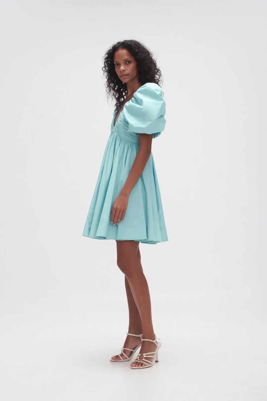 AJE Gabrielle Plunge Mini Dress Spearmint Blue Size 16 for rent on The Volte - main image
