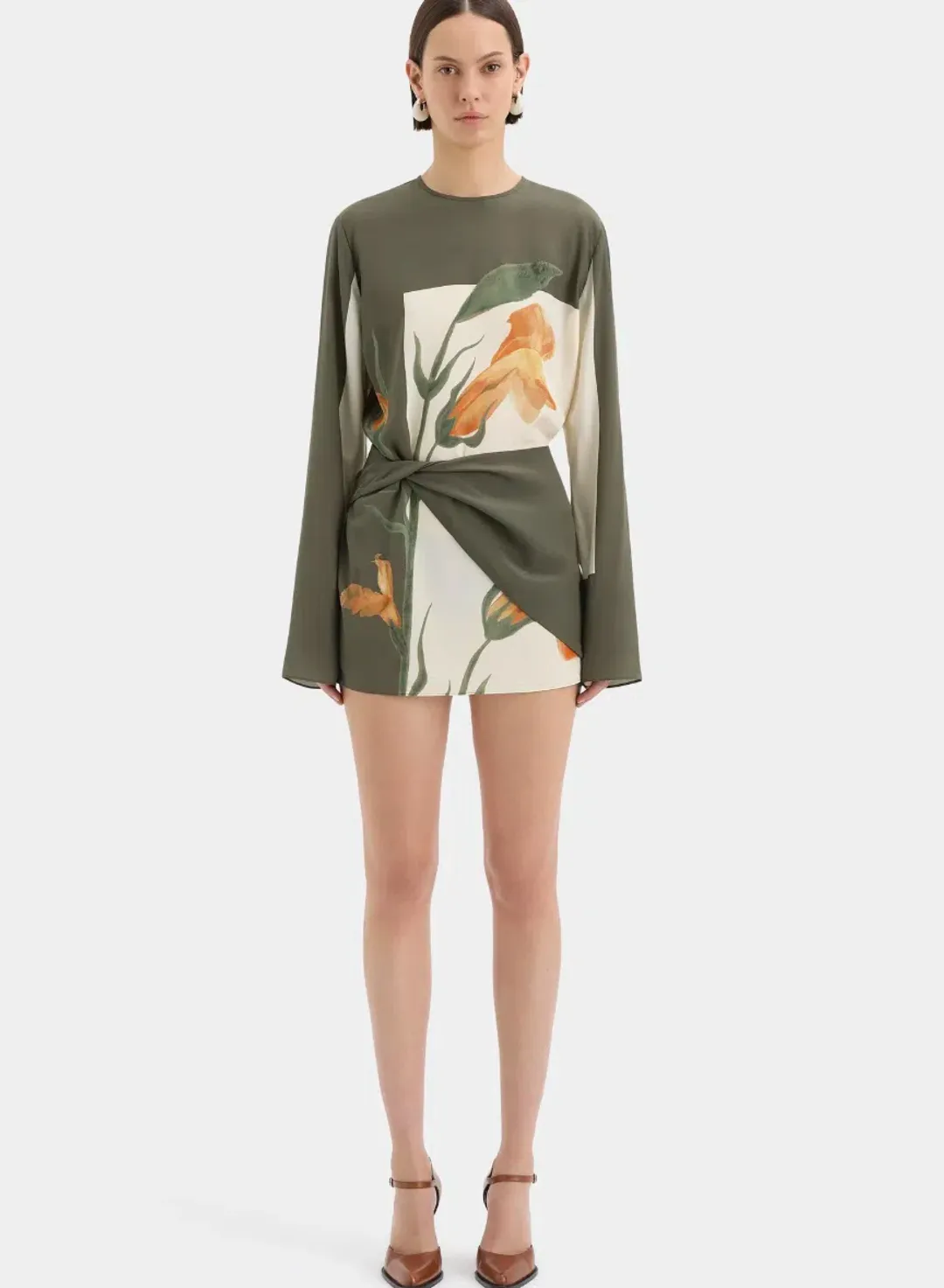 Constance Twist Mini Dress Green Size 8 for rent on The Volte - main image