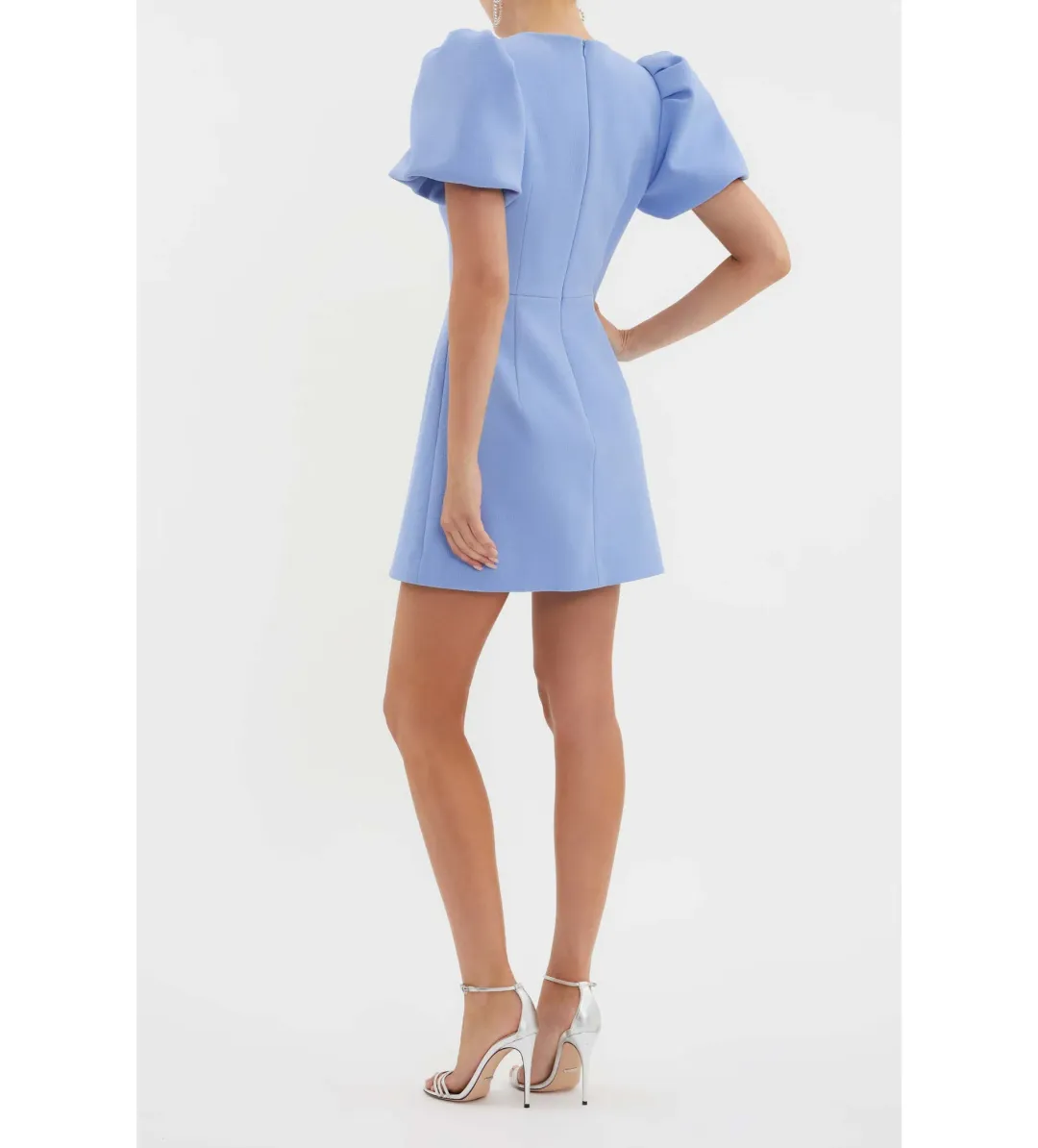 Rebecca Vallance Juliana Puff Sleeve Mini Dress Blue Size 14 for rent on The Volte - main image