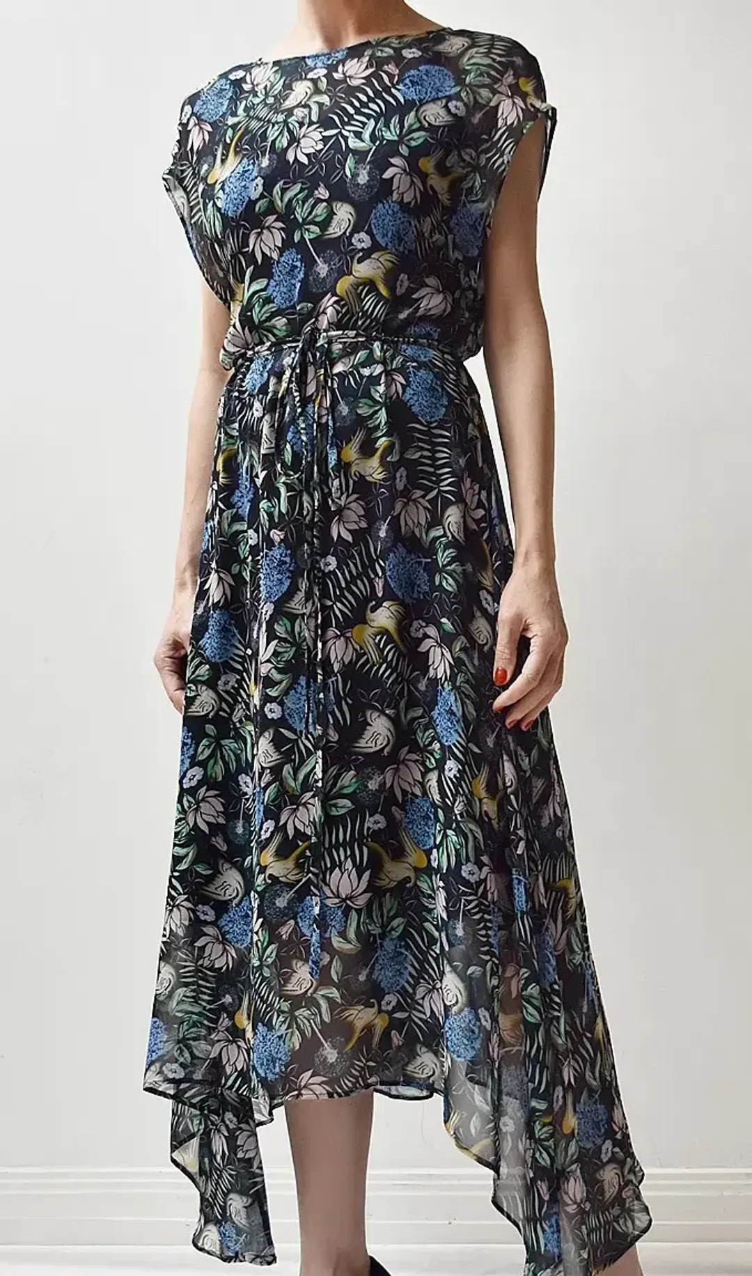 Scanlon and Theodore Bird and Floral Print Midi Dress Size 10 for rent on The Volte - main image