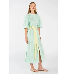 Oroton Column Sea Spray Dress Lace Midi Green Size AU 16 for rent on The Volte - image 1