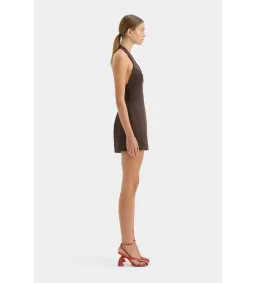 Sir the Label Sandrine Halter Mini Dress Chocolate Brown Size 0 / AU 6 for rent on The Volte - image 2