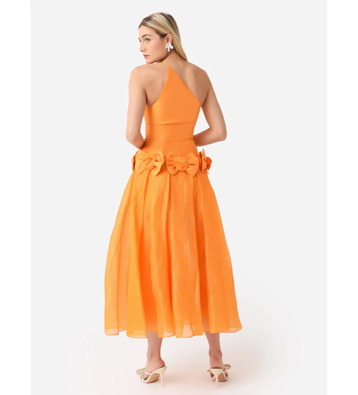 Alemais Macie One Shoulder Rosette Dress Saffron Size 10 - Image 3