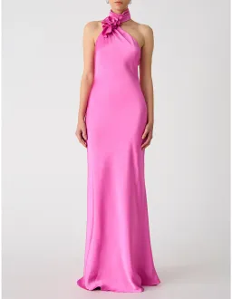 MISHA Teresa Rosette Detail Satin Maxi Gown Purple Rose Size 6/XS for rent on The Volte - image 1