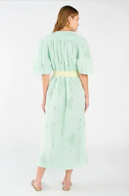 Oroton Lace Column Relaxed Midi Dress Sea Spray Green Size 16 for rent on The Volte - image 3