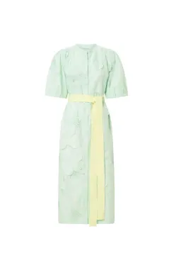 Oroton Lace Column Relaxed Midi Dress Sea Spray Green Size 16 for rent on The Volte - image 6
