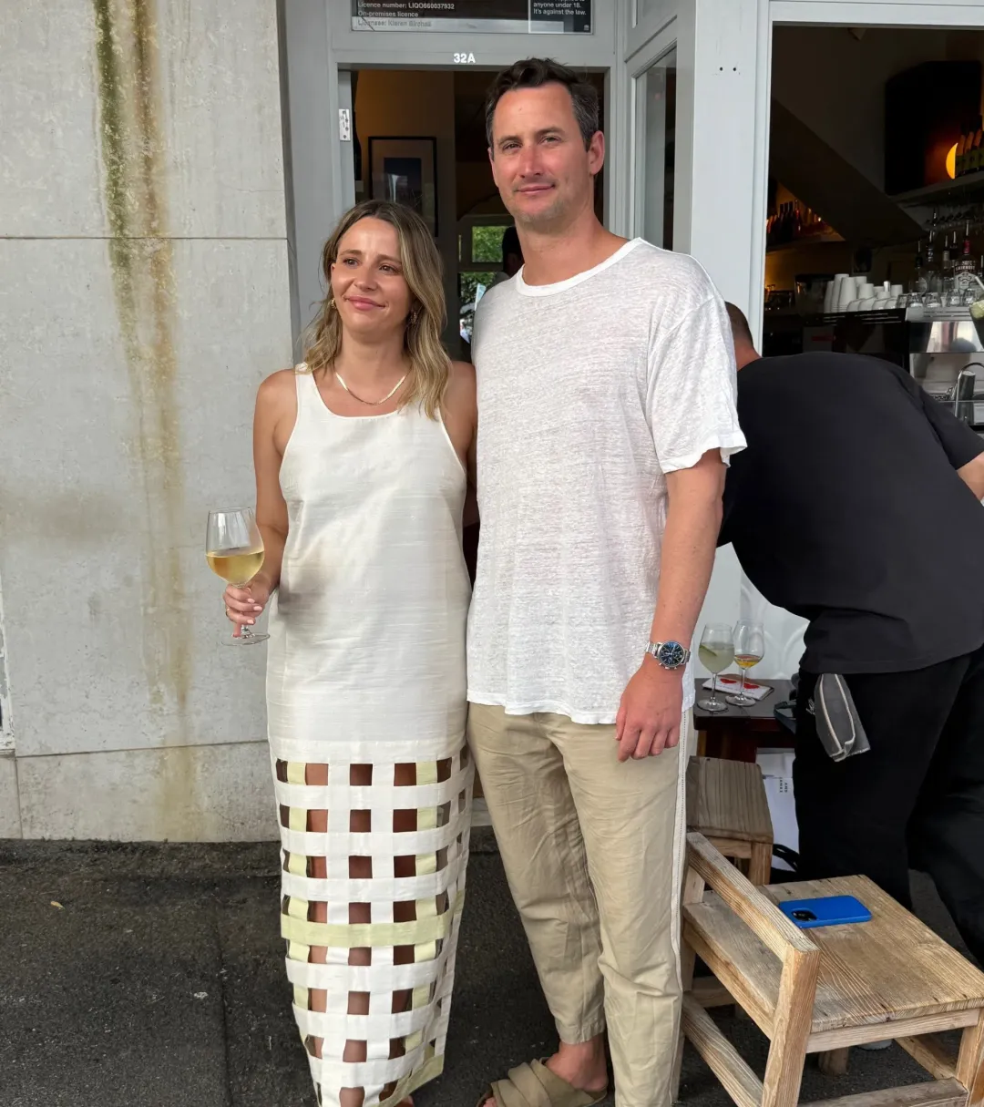 Lucy Folk Silk Long Grid Dress White Size 2/Au 10/Medium for rent on The Volte - main image