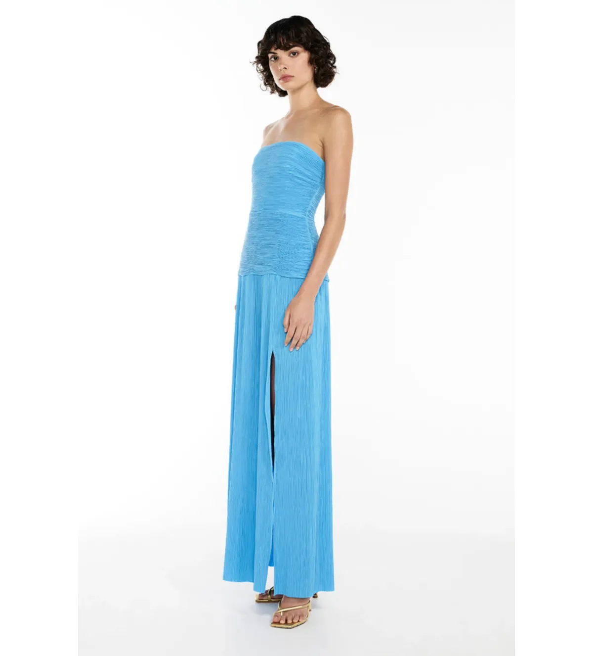 Manning Cartell Double Time Pleat Strapless Dress in Cerulean Blue Size AU 8 - Image 2