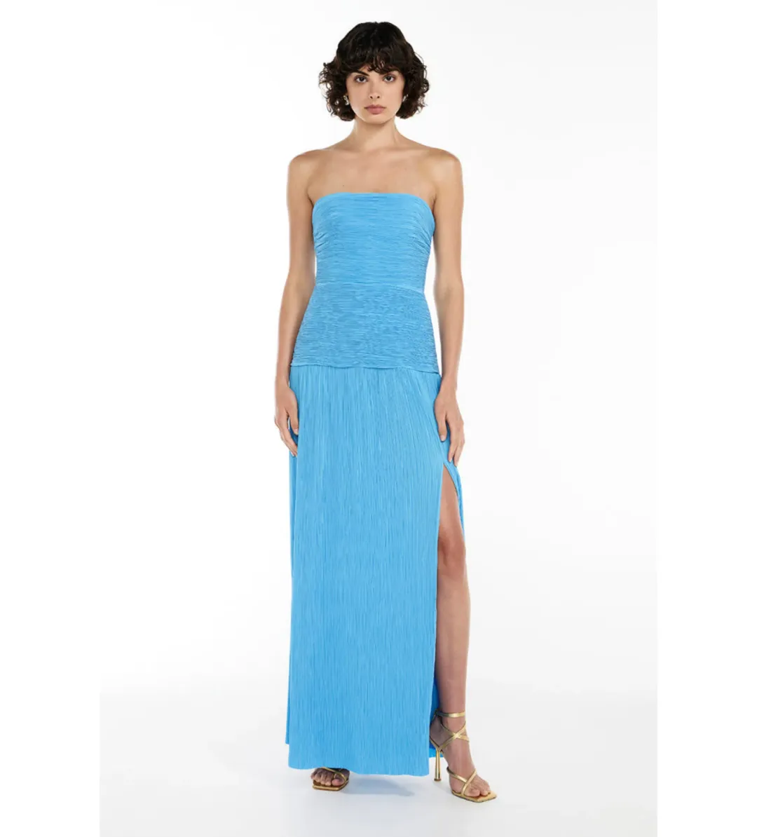 Manning Cartell Double Time Pleat Strapless Dress in Cerulean Blue Size AU 8 for rent on The Volte - main image