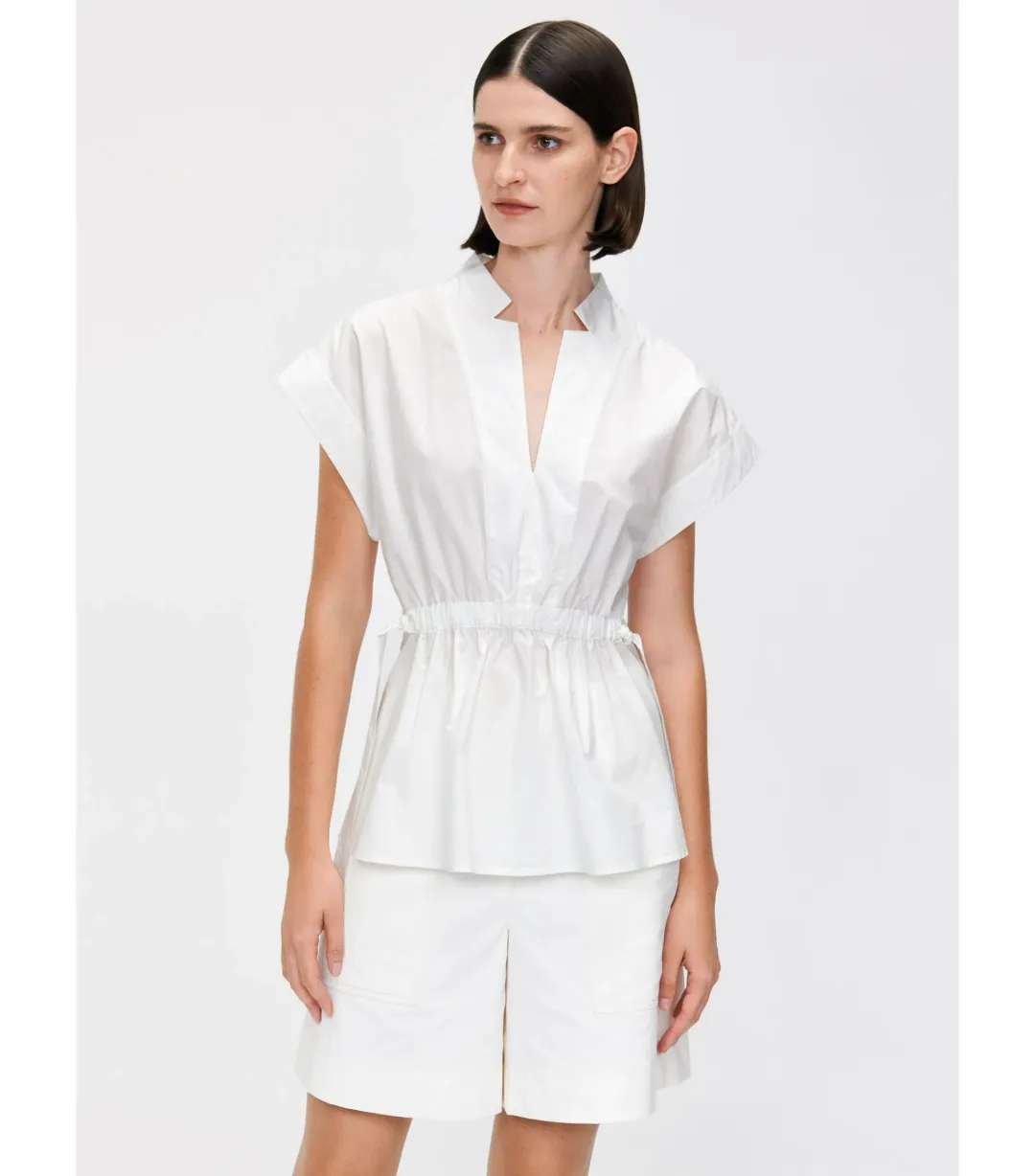 Veronika Maine Good Earth Cotton Tie Shirt Off White Size 16 for rent on The Volte - main image