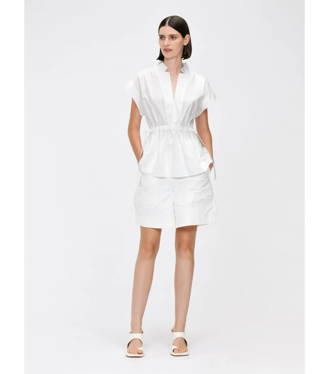Veronika Maine Good Earth Cotton Tie Shirt Off White Size 16 for rent on The Volte - main image