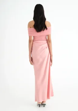 Benni Nico Off Shoulder Maxi Dress Candy Floss Size S/AU 8 for rent on The Volte - image 3