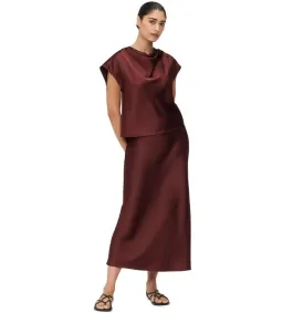 Veronika Maine Lustred Satin Cowl Top in Red Size AU 14 for rent on The Volte - image 1