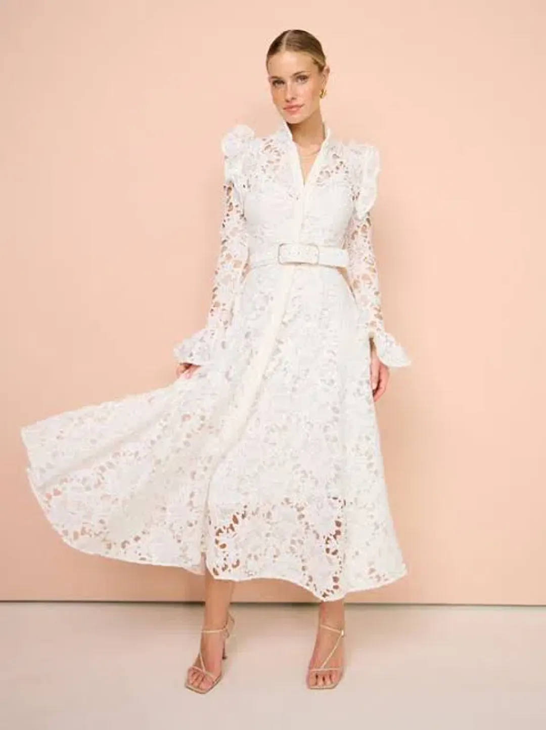 Leo Lin Aliyah Lace Butterfly Sleeve White Size AU 10 for rent on The Volte - main image