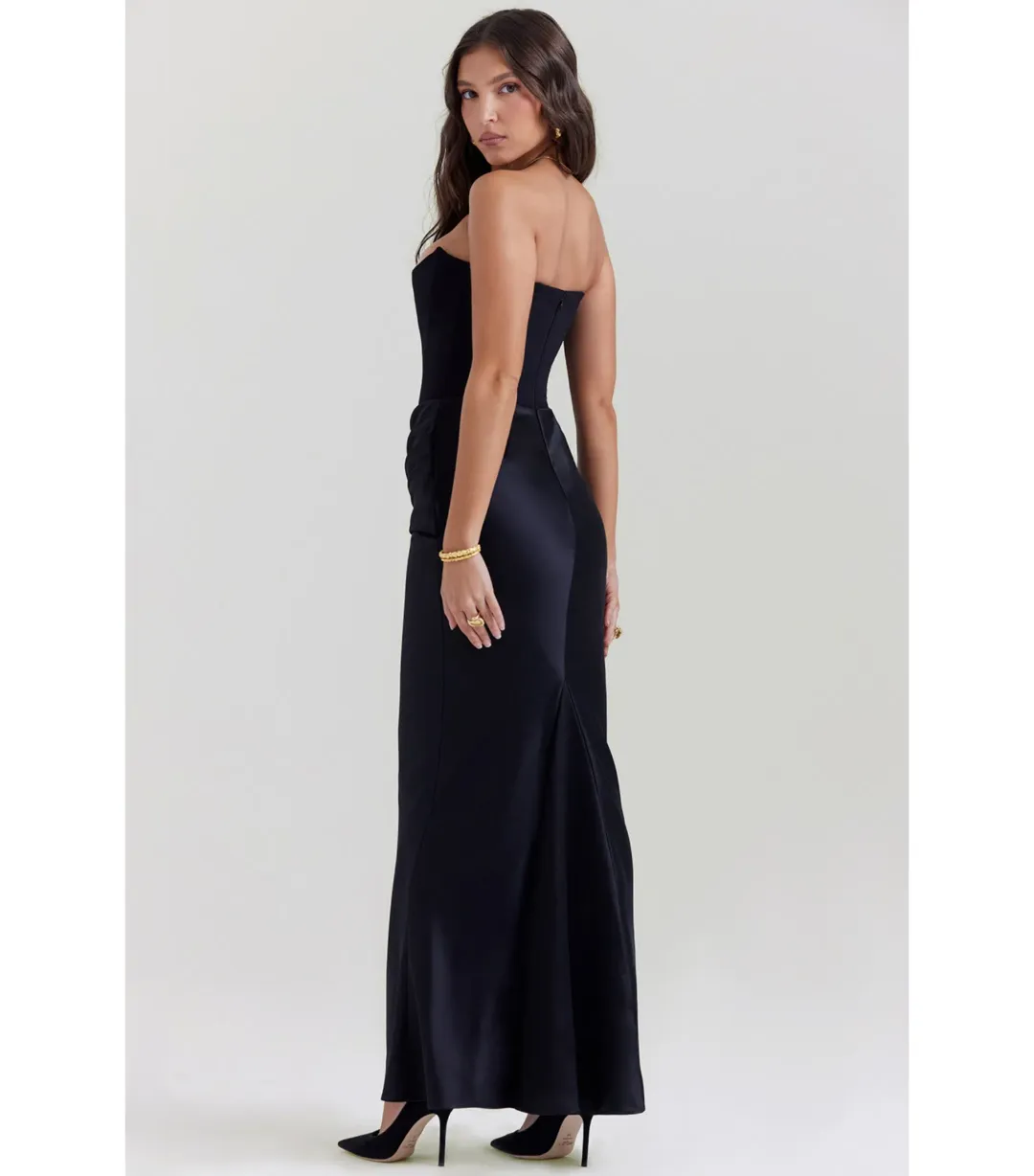 House Of Cb Persephone Corset Gown Black Size M / AU 10 for rent on The Volte - main image