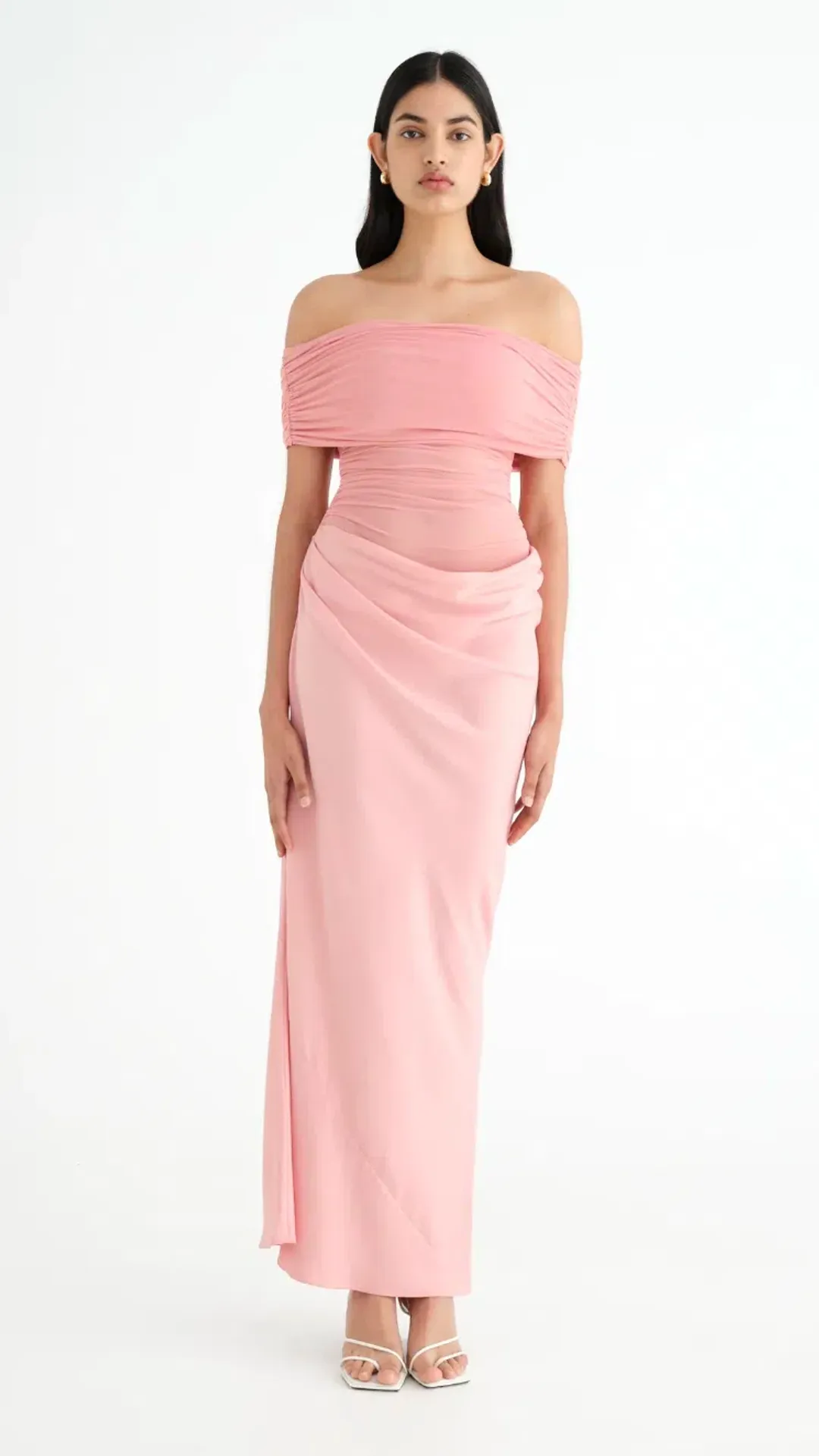Benni Nico Off The Shoulder Maxi in Candy Floss Pink Size 6 for rent on The Volte - main image