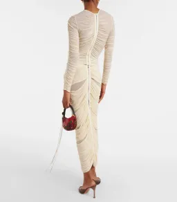 Magda Butrym Floral-Appliqué Ruched Midi Top and Skirt Set Cream Size 6 for rent on The Volte - image 2