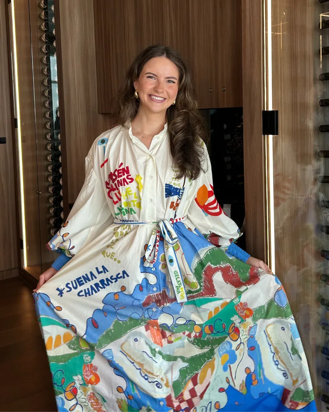 Alemais Nadia Shirt Dress Maxi White Multi Size Small Size 8 for rent on The Volte - main image