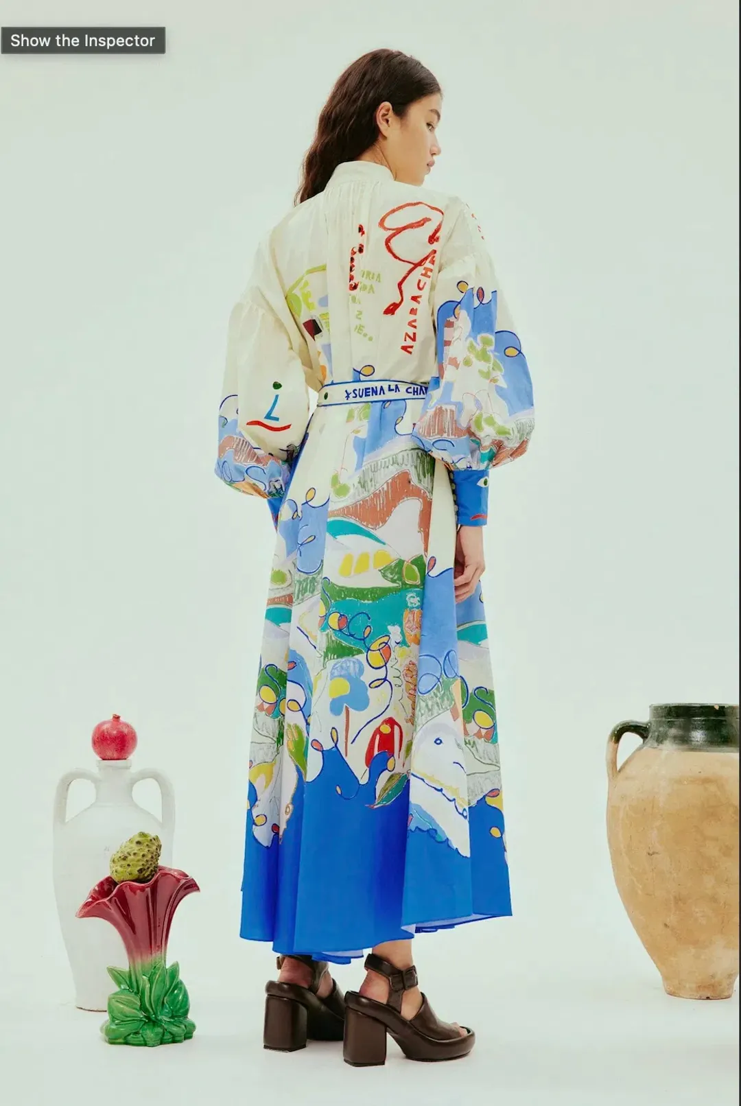 Alemais Nadia Shirt Dress Maxi White Multi Size Small Size 8 for rent on The Volte - main image