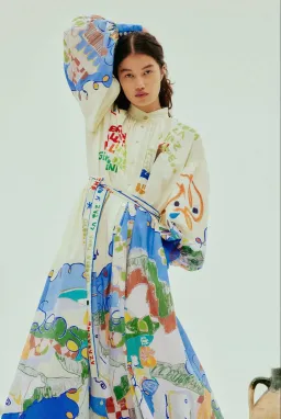 Alemais Nadia Shirt Dress Maxi White Multi Size Small Size 8 for rent on The Volte - image 3