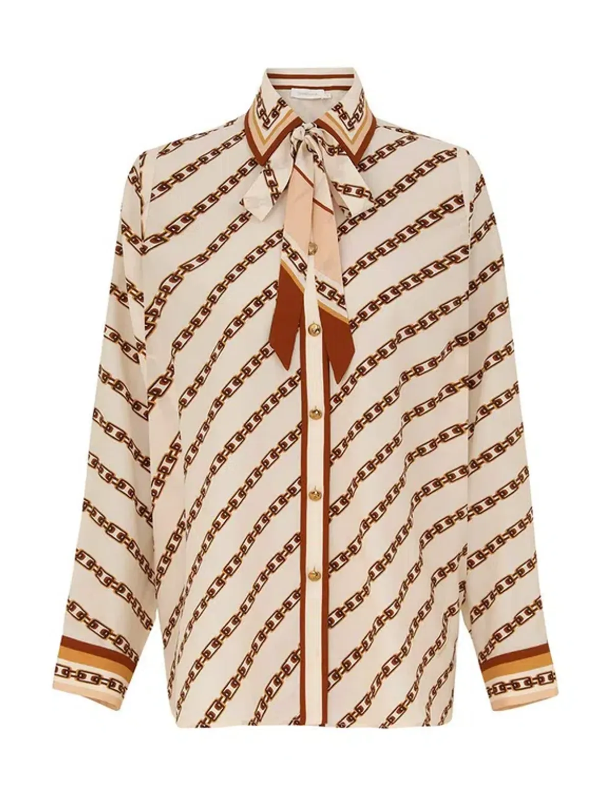 Zimmermann The Relaxed Shirt and Belted Wide Leg Pan Size 0P/Au 6 and Size 1/Au 10 in Cream Chain - Image 1