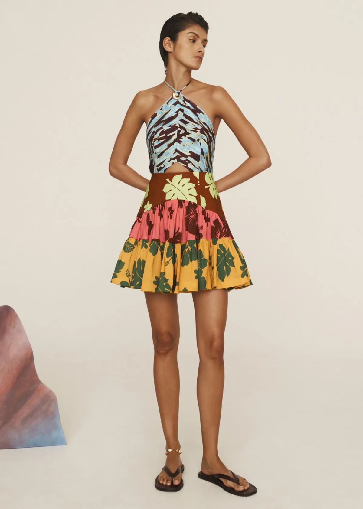 Alemais Poppy Spliced Mini Dress Multi Size 8 - Image 1