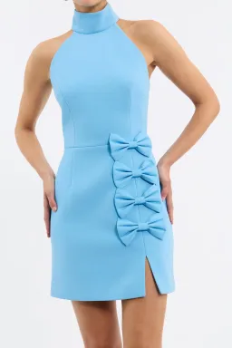 Rebecca Vallance Skye Halter Mini Dress in Ethereal Blue Size 8 for rent on The Volte - image 2