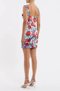 Rebecca Vallance Fleurette Mini Dress Blue/Red Floral Print Size 8 for rent on The Volte - image 3