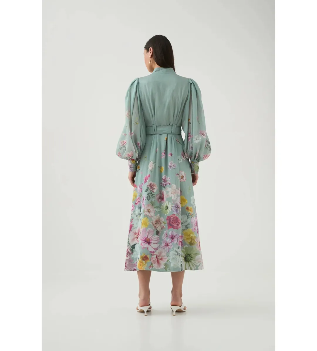 Aje Fleur Shirt Dress Mist Collage Floral Size 10 for rent on The Volte - main image